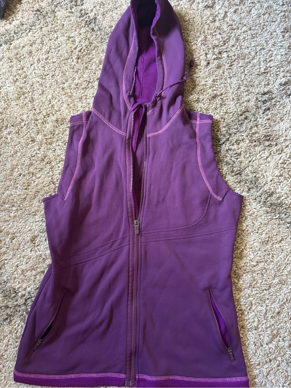 Title Nine Women’s Purple Hybrid Fleece Hooded Vest Size M
